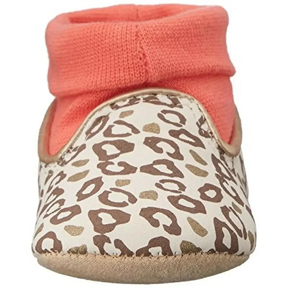 Rosie Pope 'Playful Leopard’ Adorable Crib Shoe. Gray And Red.  Size 0-3 month